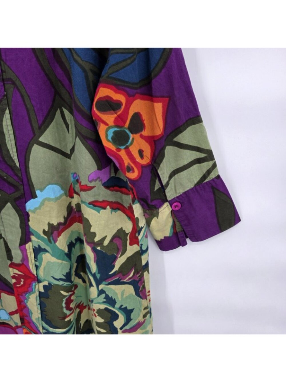 Soft Surroundings Tunic Shirt Women L Purple Floral Pockets Boho Artsy Lagenlook - Picture 9 of 15